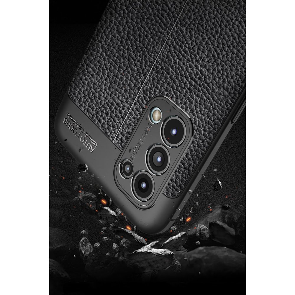 Newface Oppo Reno 5 Kılıf Focus Derili Silikon - Siyah