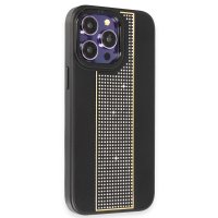 HDD iPhone 15 Pro Kılıf HBC-160 Almera Taşlı Kapak - Siyah