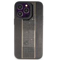 HDD iPhone 15 Pro Max Kılıf HBC-160 Almera Taşlı Kapak - Siyah