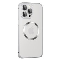 Joko iPhone 15 Pro Max Kılıf Metal Bumper Magneticsafe Kapak - Gümüş