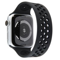 Newface Apple Watch 38mm Ayarlı Delikli Silikon Kordon - Siyah-Siyah