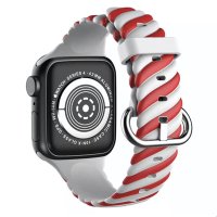 Newface Apple Watch 40mm Çizgili Kordon - Kırmızı-Beyaz