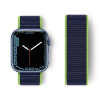 Newface Apple Watch 41mm Hasırlı Cırtcırtlı Kordon - Yeşil-Lacivert
