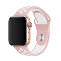 Newface Apple Watch 38mm Spor Delikli Kordon - Pembe-Beyaz