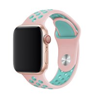 Newface Apple Watch 38mm Spor Delikli Kordon - Pembe-Turkuaz