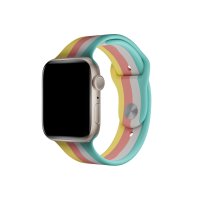 Newface Apple Watch 40mm Gökkuşağı Org Kordon - Mavi-Sarı