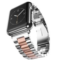 Newface Apple Watch 40mm Metal Baklalı Kordon - Gümüş-Rose