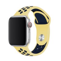 Newface Apple Watch 40mm Spor Delikli Kordon - Açık Sarı-Siyah