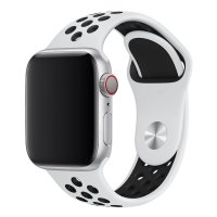 Newface Apple Watch 41mm Spor Delikli Kordon - Beyaz-Siyah