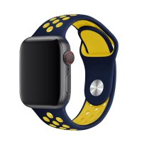 Newface Apple Watch 41mm Spor Delikli Kordon - Lacivert-Sarı