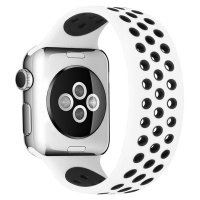 Newface Apple Watch 41mm Ayarlı Delikli Silikon Kordon - Beyaz-Siyah