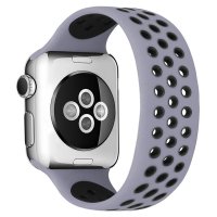 Newface Apple Watch 41mm Ayarlı Delikli Silikon Kordon - Gri-Siyah