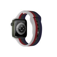 Newface Apple Watch 41mm Gökkuşağı Org Kordon - Beyaz-Lacivert