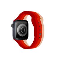 Newface Apple Watch 41mm Gökkuşağı Org Kordon - Bordo-Krem