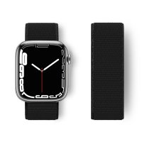 Newface Apple Watch 41mm Hasırlı Cırtcırtlı Kordon - Siyah