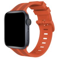 Newface Apple Watch 41mm KR408 Çizgili Silikon Kordon - Turuncu