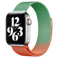 Newface Apple Watch 41mm Metal Mıknatıslı Kordon - Turuncu-Yeşil