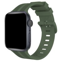 Newface Apple Watch 42mm KR408 Çizgili Silikon Kordon - Koyu Yeşil