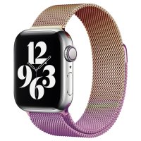 Newface Apple Watch 44mm Metal Mıknatıslı Kordon - Mor-Rose