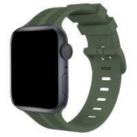 Newface Apple Watch 45mm KR408 Çizgili Silikon Kordon - Koyu Yeşil