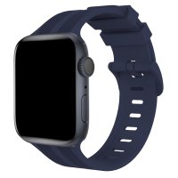 Newface Apple Watch 45mm KR408 Çizgili Silikon Kordon - Lacivert