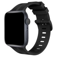 Newface Apple Watch 45mm KR408 Çizgili Silikon Kordon - Siyah