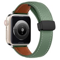 Newface Apple Watch 45mm KR414 Daks Deri Kordon - Koyu Yeşil