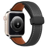 Newface Apple Watch 45mm KR414 Daks Deri Kordon - Siyah