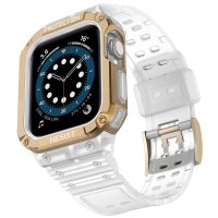 Newface Apple Watch 44mm KR401 Silikon Kordon - Şeffaf-Gold