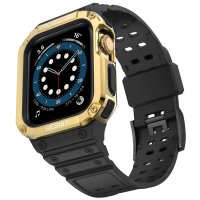 Newface Apple Watch 42mm KR401 Silikon Kordon - Siyah-Gold