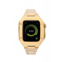 Newface Apple Watch 44mm Metal Petek Kasalı Kordon - Gold