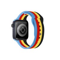 Newface Apple Watch Ultra 49mm Gökkuşağı Org Kordon - Siyah-Mavi