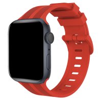 Newface Apple Watch Ultra 49mm KR408 Çizgili Silikon Kordon - Kırmızı