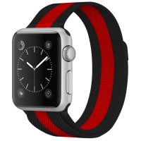 Newface Apple Watch Ultra 49mm Metal Mıknatıslı Kordon - Siyah-Kırmızı