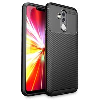 Newface Huawei Mate 20 Lite Kılıf Focus Karbon Silikon - Siyah