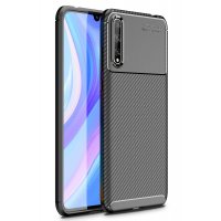 Newface Huawei P Smart S Kılıf Focus Karbon Silikon - Siyah