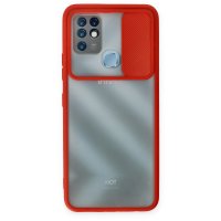 Newface İnfinix Hot 10 Kılıf Palm Buzlu Kamera Sürgülü Silikon - Kırmızı