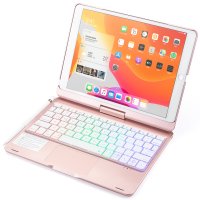 Newface iPad 10.2 (8.nesil) Kılıf Magic Dönen Klavyeli Tablet Kılıf - Pembe