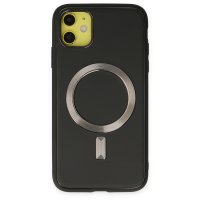 Newface iPhone 11 Kılıf Coco Deri Magneticsafe Silikon - Siyah