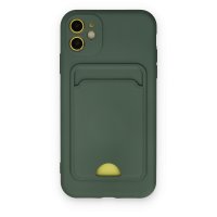 Newface iPhone 11 Kılıf Kelvin Kartvizitli Silikon - Koyu Yeşil