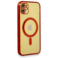 Newface iPhone 11 Kılıf Magneticsafe Lazer Silikon - Kırmızı