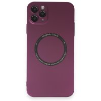 Newface iPhone 11 Pro Max Kılıf Jack Magneticsafe Lens Silikon - Mürdüm