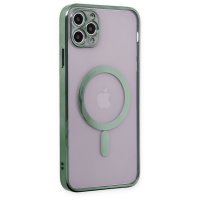 Newface iPhone 11 Pro Max Kılıf Magneticsafe Lazer Silikon - Haki Yeşil