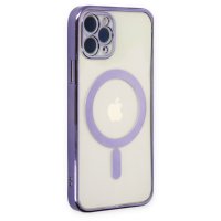 Newface iPhone 11 Pro Max Kılıf Magneticsafe Lazer Silikon - Mor