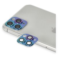 Newface iPhone 11 Pro Max Pers Alüminyum Kamera Lens - Rainbow