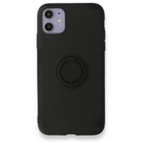 Newface iPhone 11 Kılıf Viktor Yüzüklü Silikon - Siyah