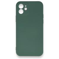 Newface iPhone 12 Kılıf Nano içi Kadife Silikon - Koyu Yeşil