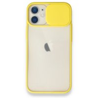Newface iPhone 12 Mini Kılıf Palm Buzlu Kamera Sürgülü Silikon - Sarı