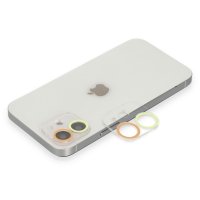 Newface iPhone 12 Mini Renkli Kamera Lens Koruma Cam - Sarı-Turuncu