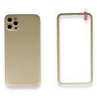 Newface iPhone 12 Pro Kılıf 360 Full Body Silikon Kapak - Gold